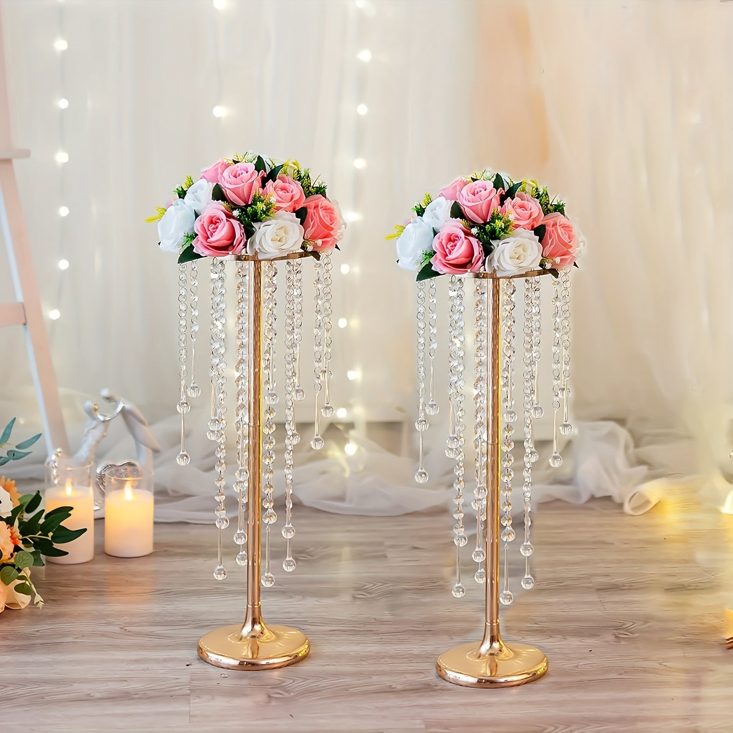 Set of 2 Metal Wedding Centerpiece Stands for Table Decorations