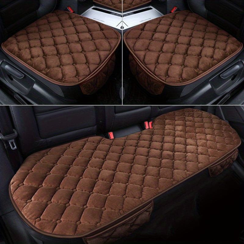 Plush Car Seat Cushions Set with Storage Bag Soft Warm Comfortable Universal Fit