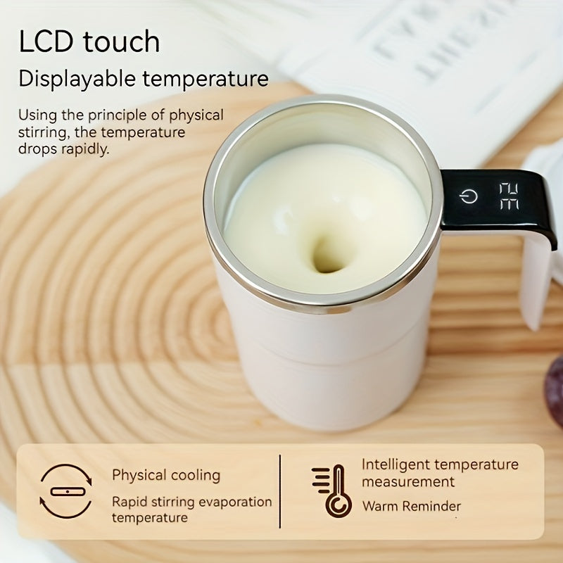 Stainless Steel Coffee Mug with Temperature Control and Magnetic Stirring
