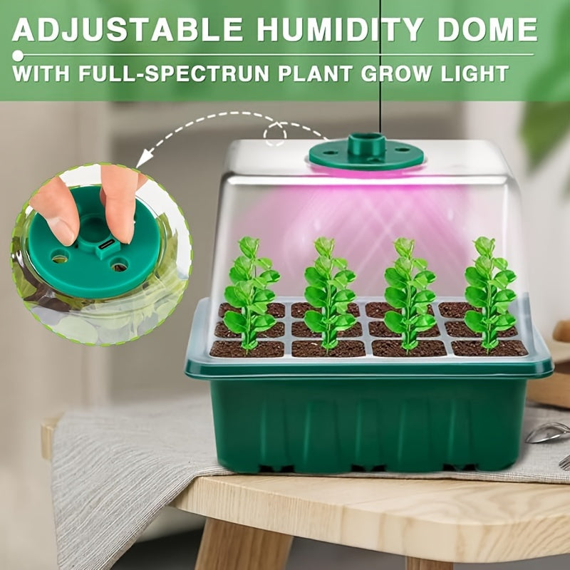 Seedling Starter Kit with Growth Lamp Germination Kits Adjustable Dome LED Bulbs Indoor Greenhouse