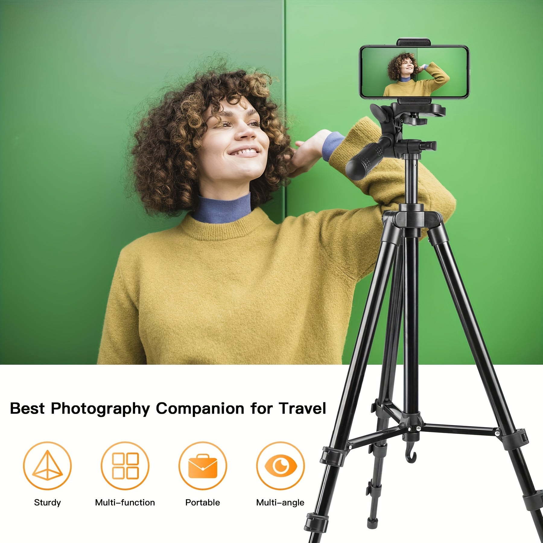 Aluminum Tripod with Gimbal Head for Smartphones and Cameras 129.54cm Lightweight Video Vlogging