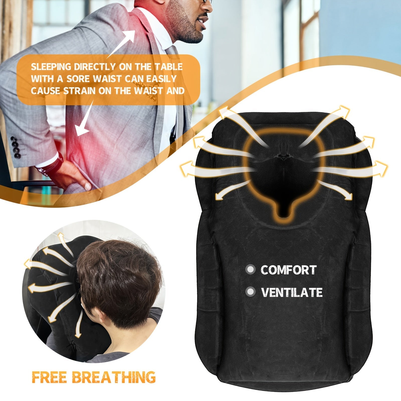 Almohada inflable de viaje para el cuello, soporte para aviones, coches, autobuses, trenes y camping