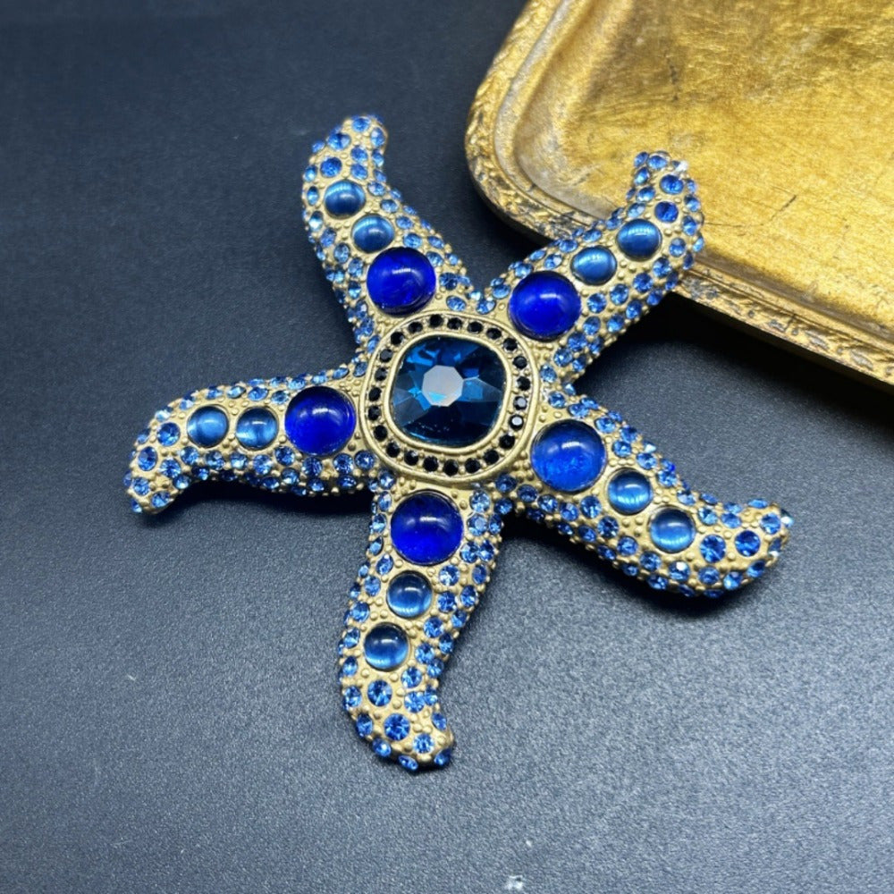 Women's Starfish Brooch Pin Rhinestone Accents Irregular Design Jewelry