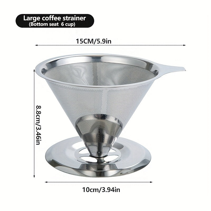 Uy va tijorat uchun konus shaklidagi zanglamaydigan po'latdan yasalgan qahva filtr va stend