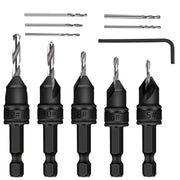 Set of Countersink Drill Bits 5 Pcs for Woodworking Chamfered Adjustable
