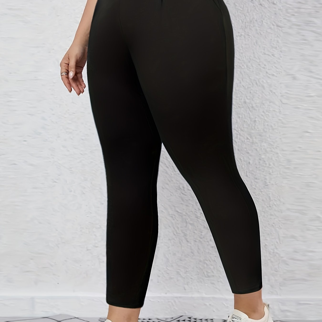 Women's Slimming Trousers Slim Fit Stretch Black Large Size