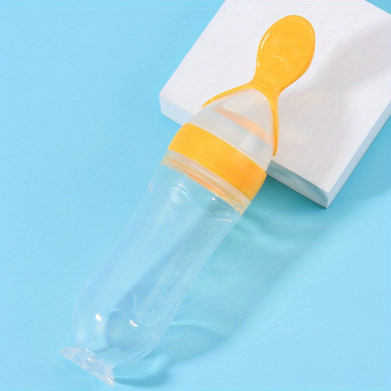 Silicone Baby Feeding Bottle with Spoon for Infants and Toddlers