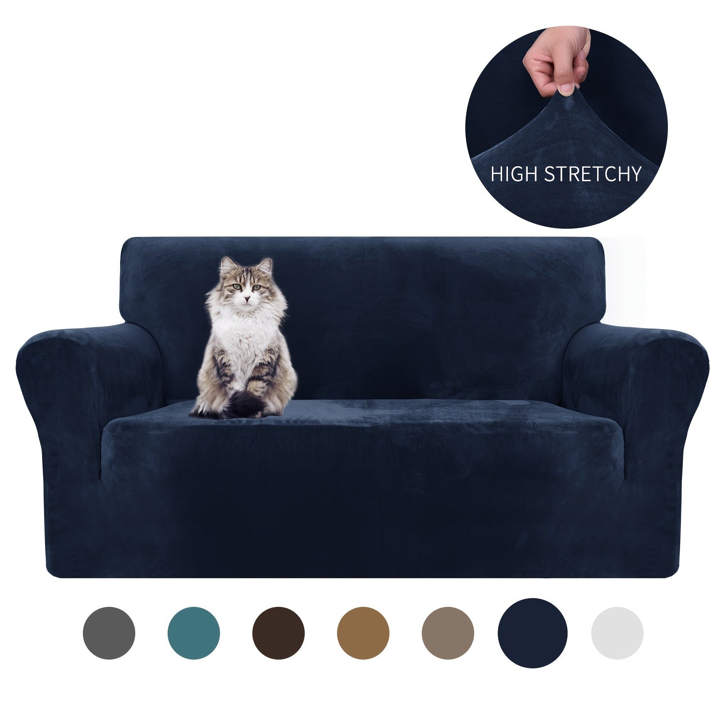 Velvet Sofa Cover Elastic Bottom All Seasons Pet Scratch Protection