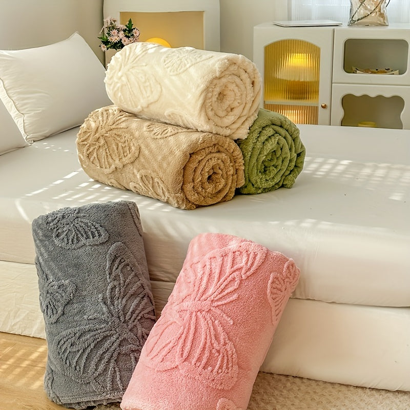 3D Butterfly Milk Fleece Throw Blanket for Bed Sofa Camping Nap Use