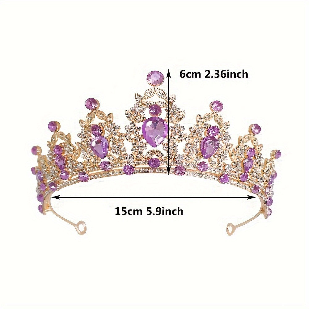 Women Bridal Jewelry Set Crystal Tiara Earrings Necklace for Weddings and Parties