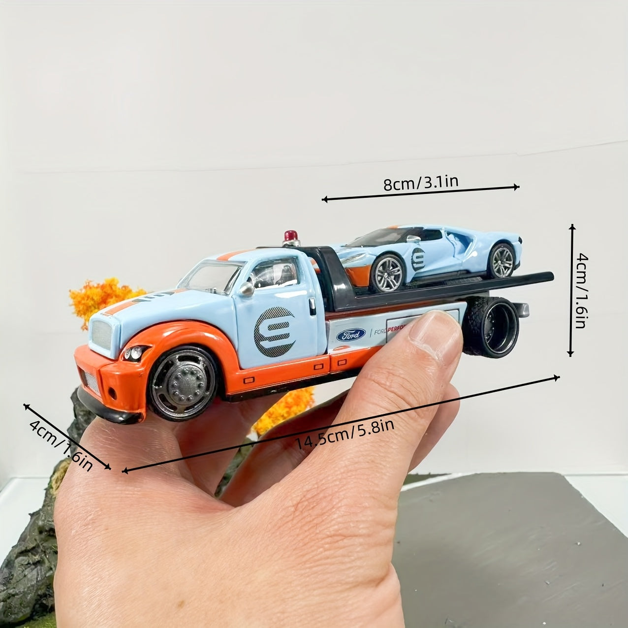 Kids Plastic 1:64 Scale Red Toy Car Trailer Weather-Resistant