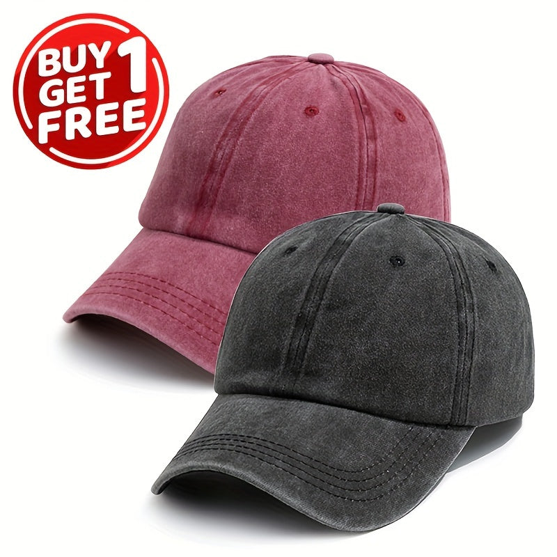 Unisex Vintage Washed Cotton Baseball Cap Adjustable Sun Protection for Men Women