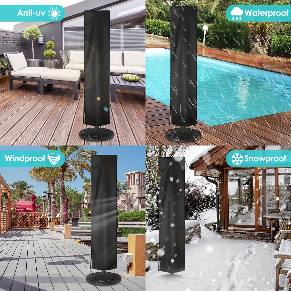 Heavy Duty Waterproof Parasol Cover 240cm x 57cm Made of 210D Oxford Cloth