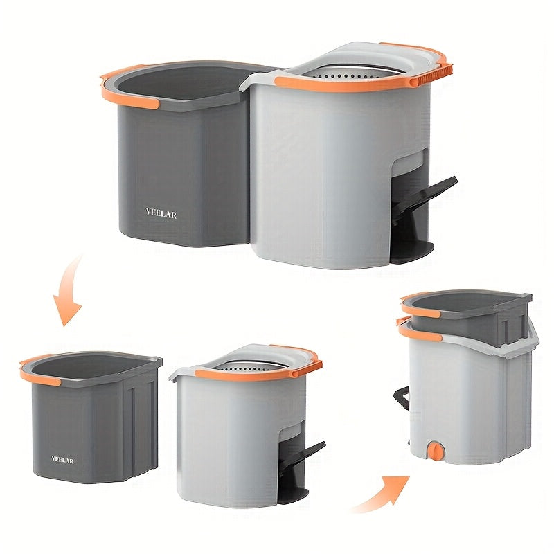 Set de fregona y cubo de microfibra para cocina, baño y sala de estar