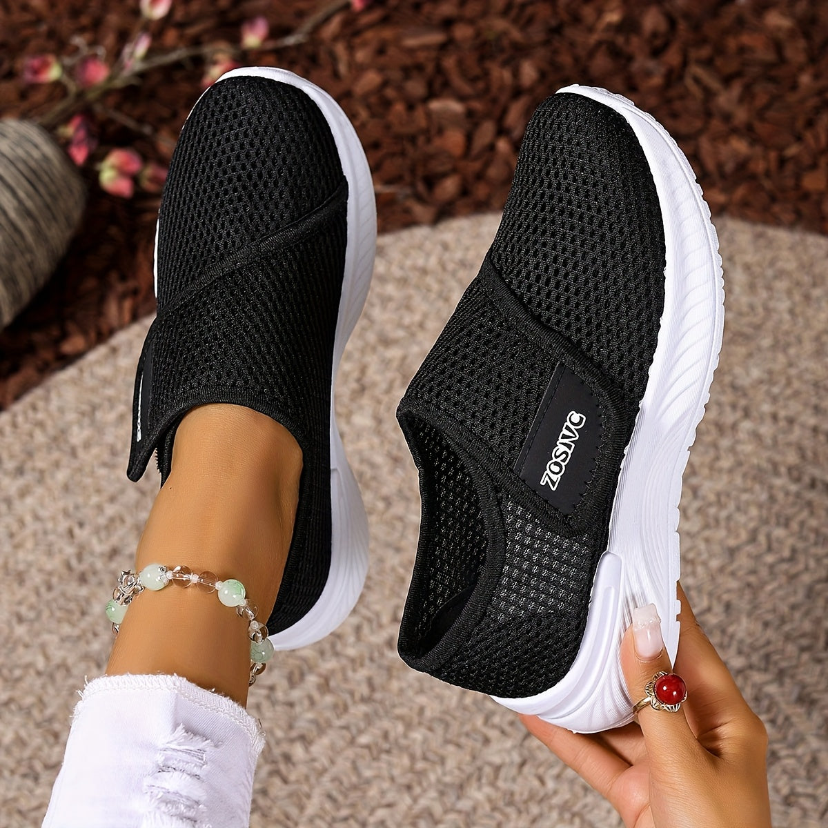 Women's Plus Size Sneakers Breathable Cushioned Slip-Resistant Gym Walking