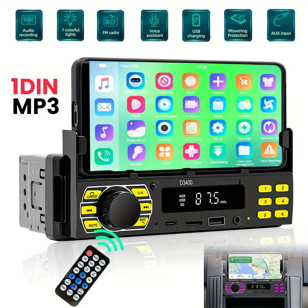 12V Avtomobil stereo sistemi FM USB SD AUX MP3 WMA CD Pleer Uzoqdan boshqarish Qora