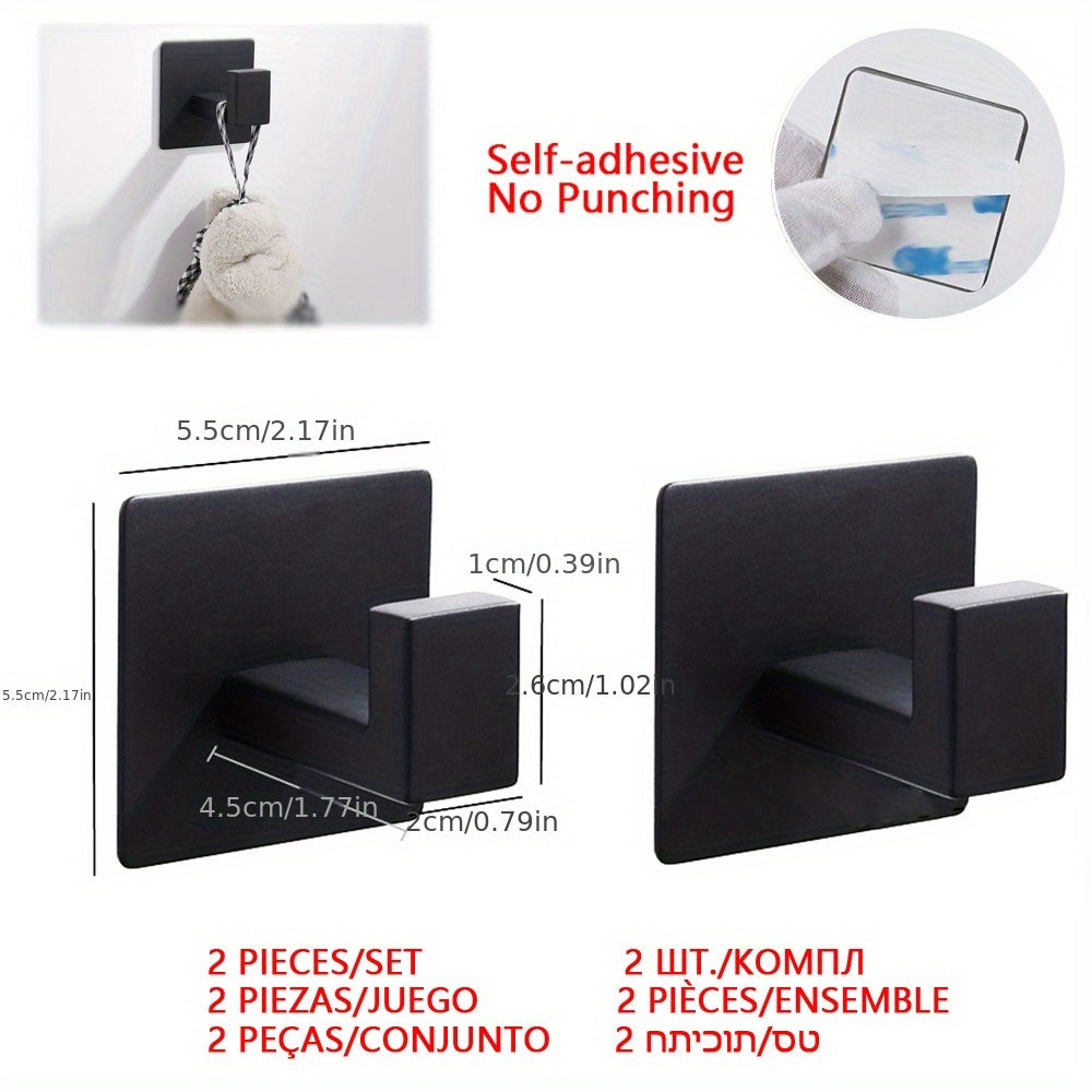 Qora zanglamaydigan po'latdan tayyorlangan o'z-o'zini yopishtiradigan devor tokchalari sochiq va oshxona asboblari uchun