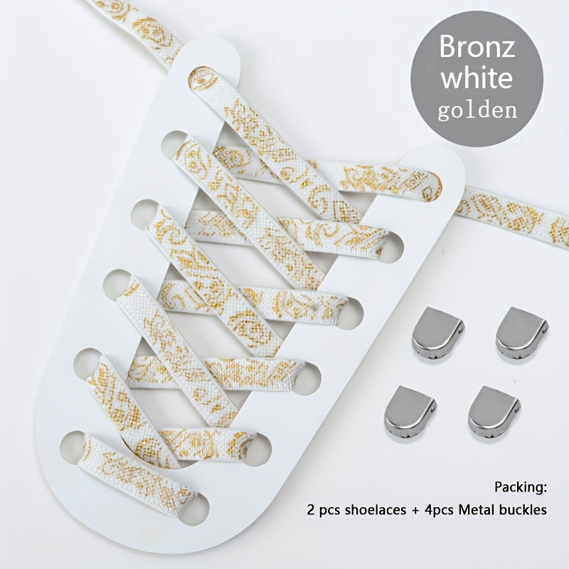 Unisex Elastic Cashew Flower Shoelaces 100cm for Sports and Casual Shoes