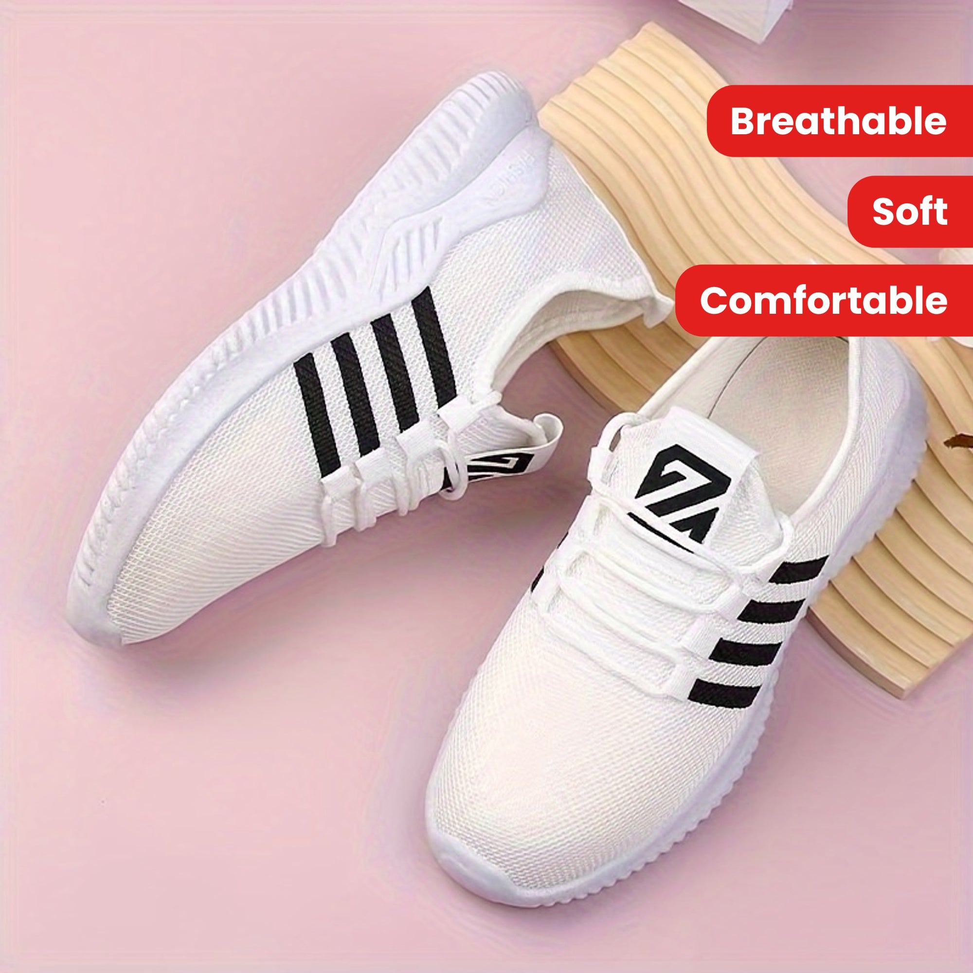 ayollar uchun nafas oluvchi sport yugurish poyafzallari - engil oq sneakers