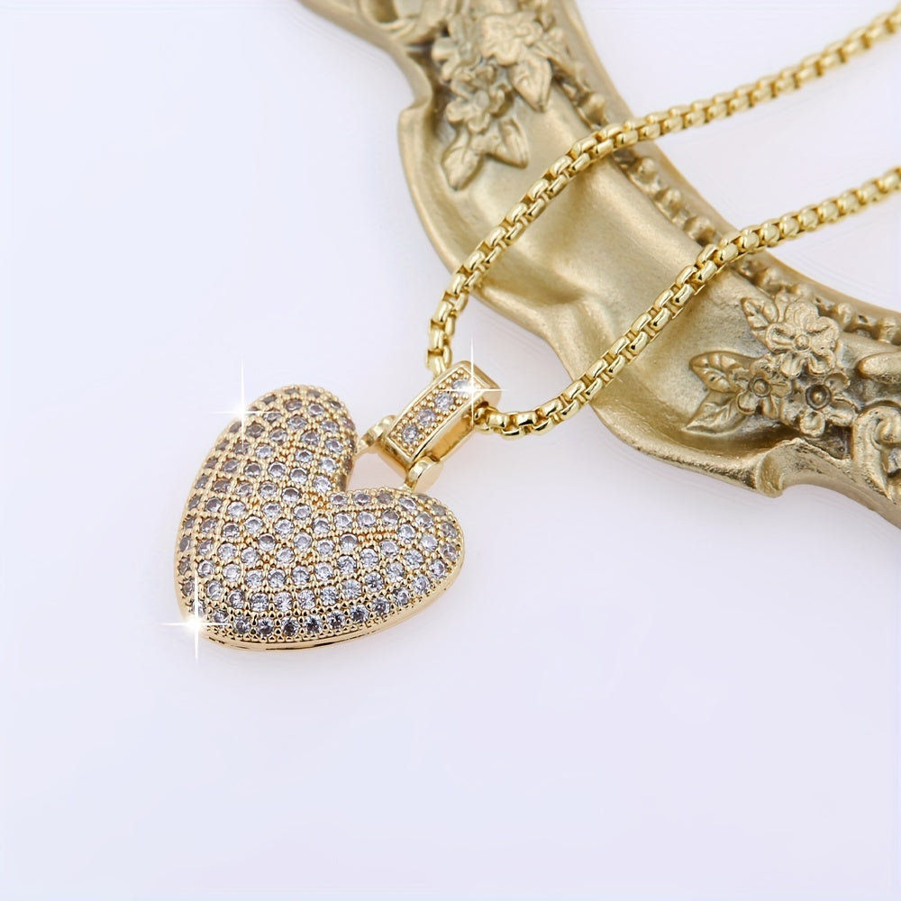 Heart Pendant Necklace for Women Cubic Zirconia Heart Jewelry Elegant Gift