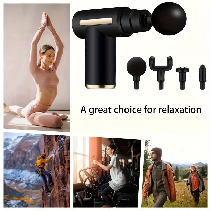 Pistola de masaje facial recargable USB de 6 velocidades con 4 accesorios, mini portátil para alivio corporal