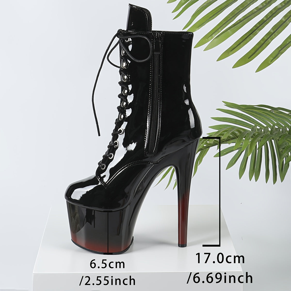 Women's Black Synthetic Platform Boots with 17cm Stiletto Heel for Party