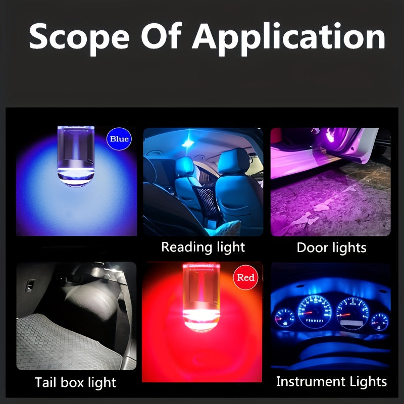 10 Pcs 2023 W5W T10 LED Car Interior Bulbs 12V Acrylic 6000K Multi-Color