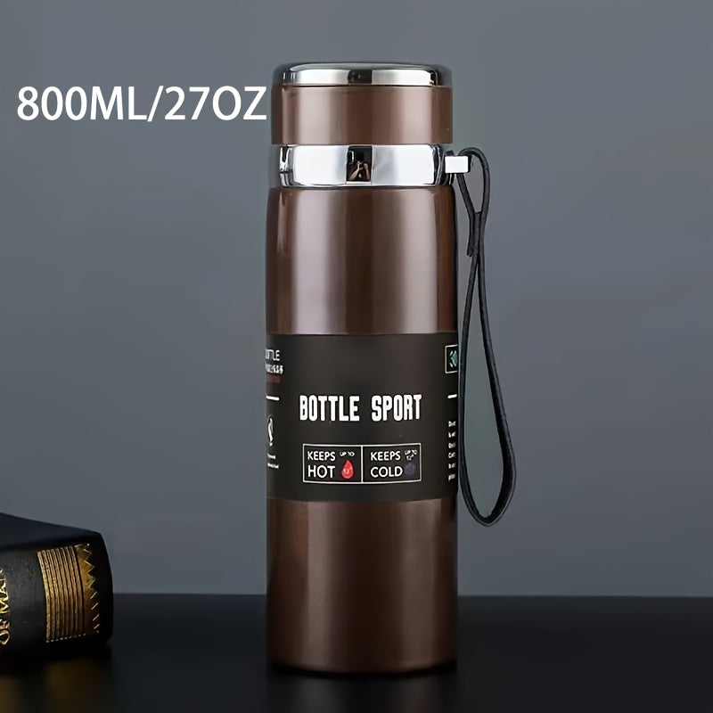 Stainless Steel 1000ml Vacuum Insulated Water Bottle with Strap BPA-Free Keeps Hot Cold Sports Outdoor