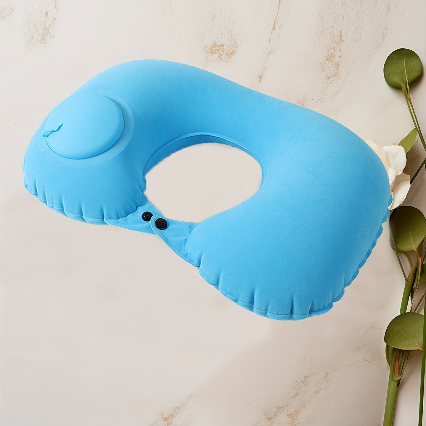 Grey Travel Inflatable U-Shaped Neck Pillow with Adjustable Air Pressure for Travel and Car