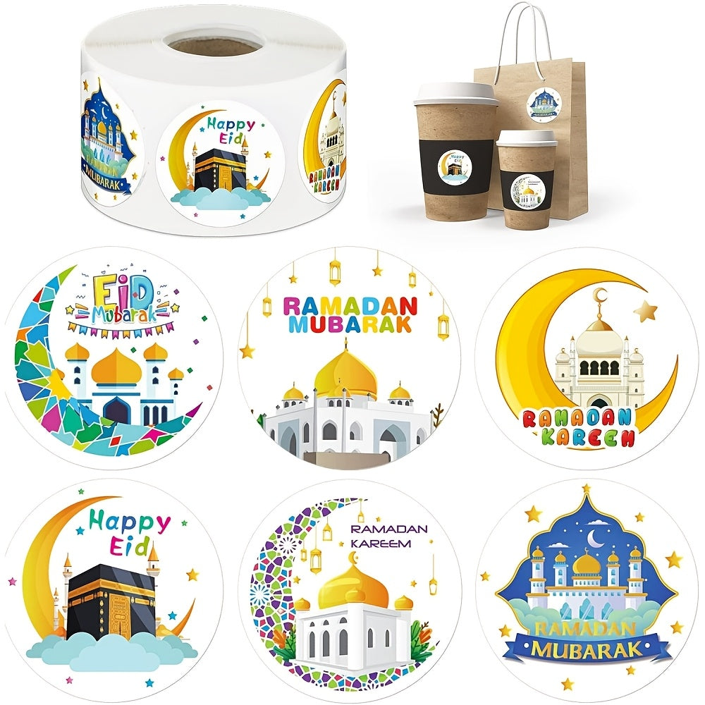 Ramadan Kareem Stickers Set 500 Pieces Mosque Lantern Star Gift Wrapping Decoration