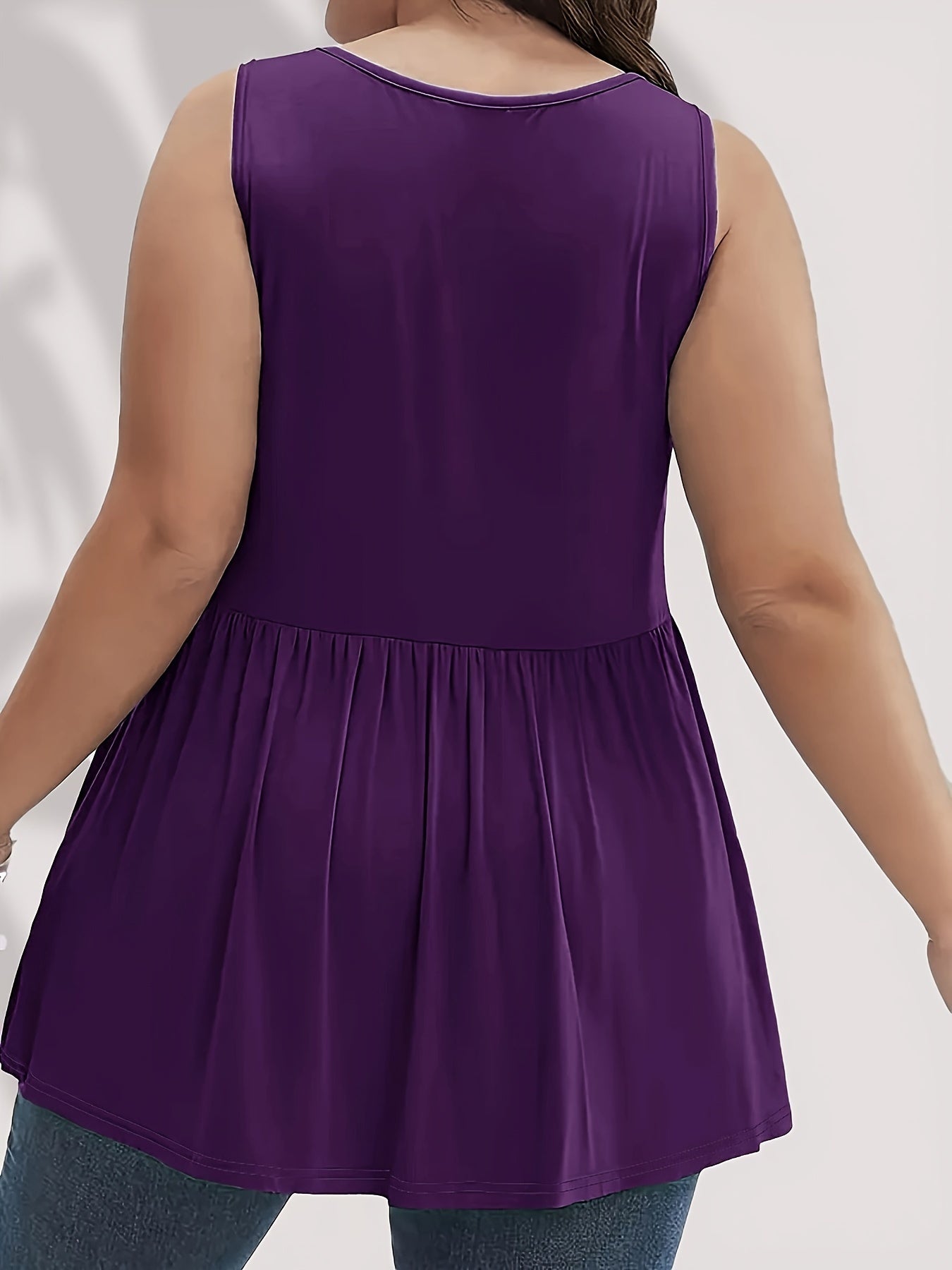 Топ без рукавов для женщин больших размеров с однотонным цветом для лета, повседневный