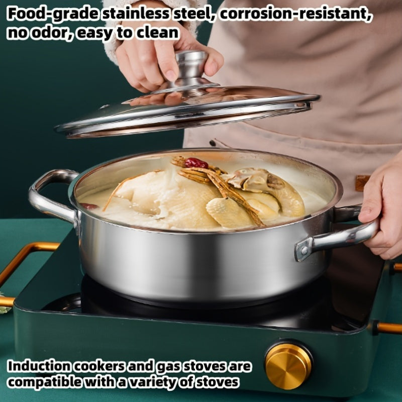 Stainless Steel Soup Pot 10 Inch with Lid and Dual Handles for Broth and Cooking