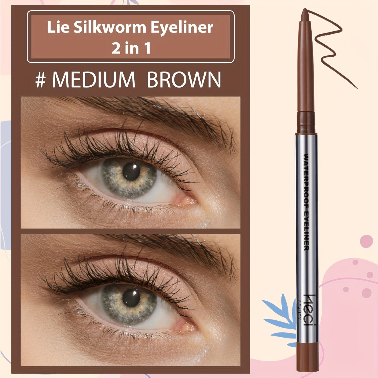 Bolígrafo de gel delineador de ojos impermeable para mujer, para piel sensible, a prueba de manchas, de secado rápido