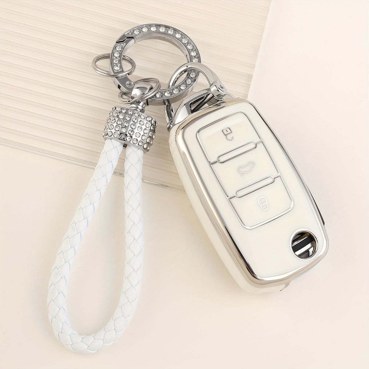 Soft Shell TPU Key Bag With Leather Rope Key Chain Car Key Set