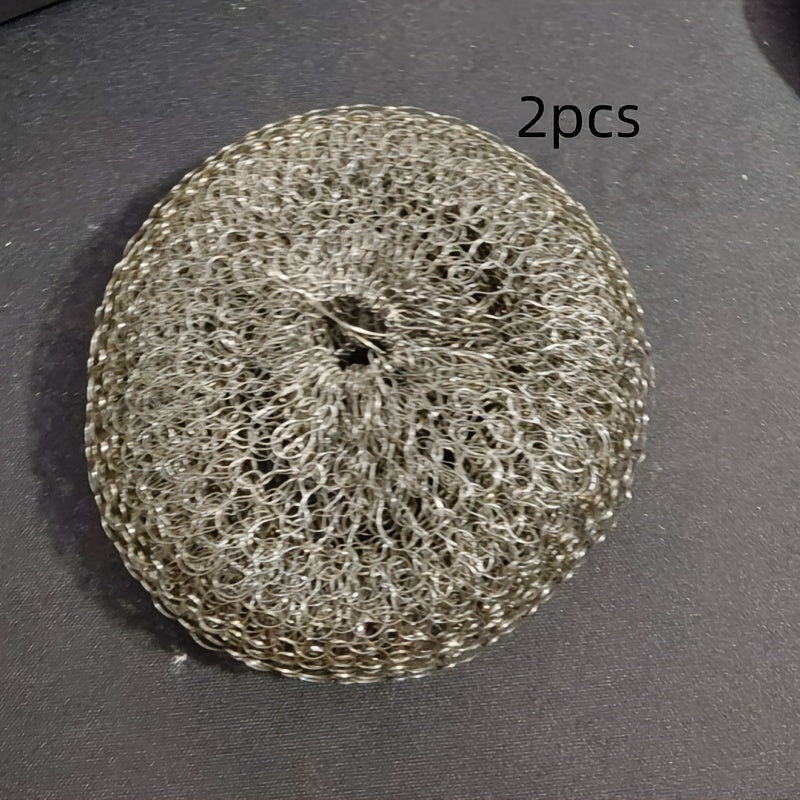 Set of 2 Stainless Steel Kitchen Scrubbers with Handles for Dish and Pot Cleaning