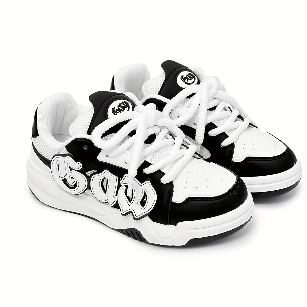 Men's Color Block Platform Skateboard Sneakers Casual Non-Slip Outdoor Shoes