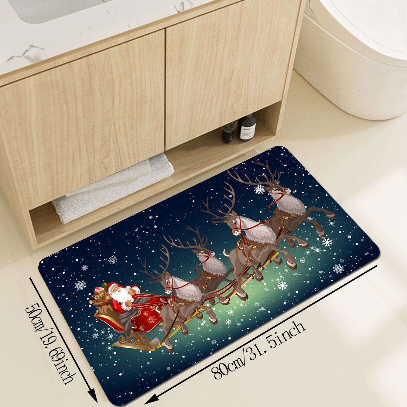 Alfombra de Navidad antideslizante para área, puerta del baño, cocina, resistente a las manchas