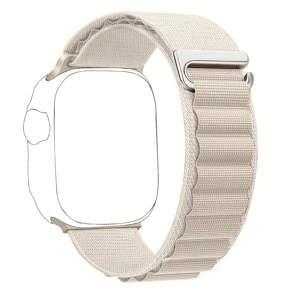 Nylon Sport Watch Band Adjustable Alpine Loop for Apple Watch 38mm-49mm Dark Blue Beige Brown