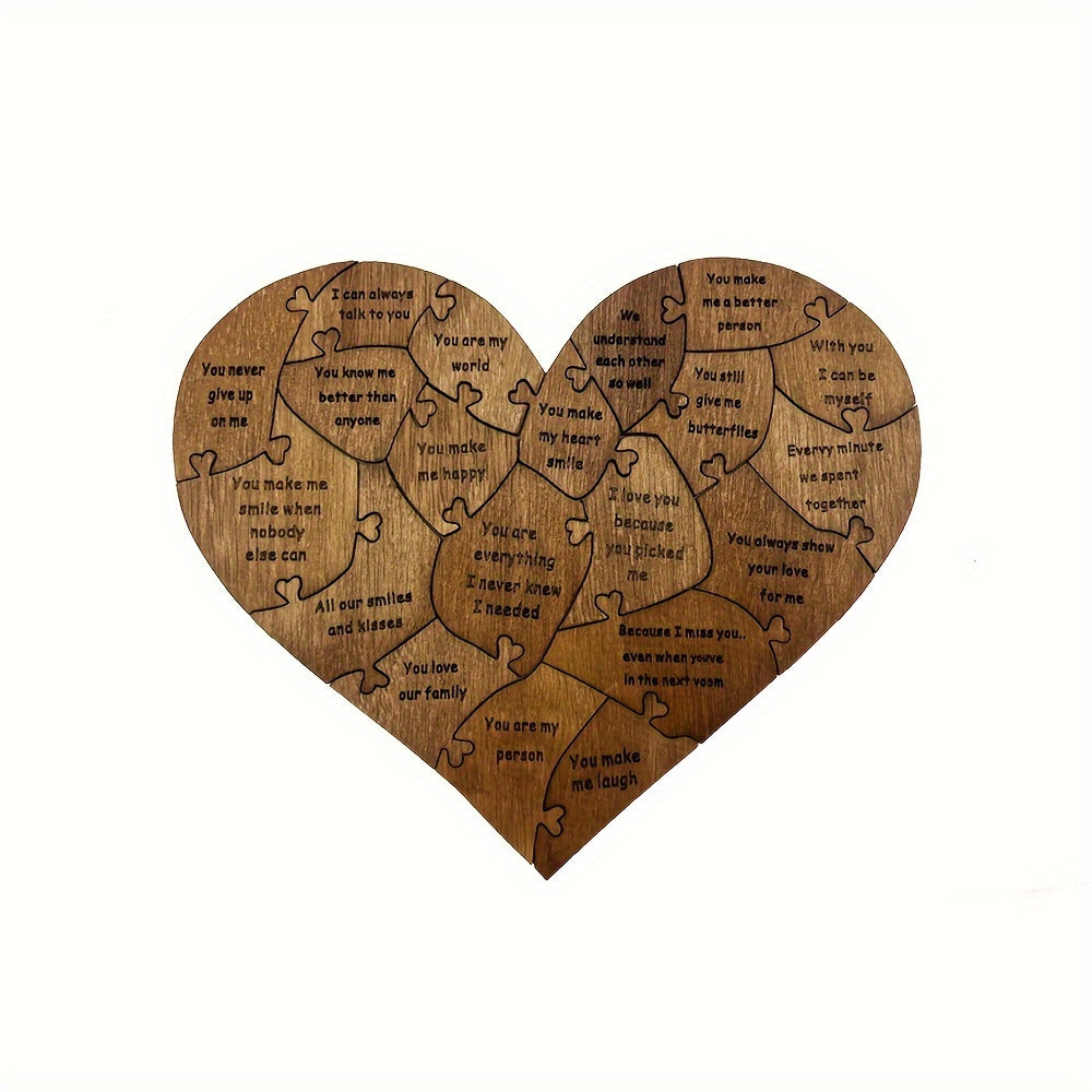 Engraved Wooden Puzzle Expressing Love for Him and Her Sentimental Gift
