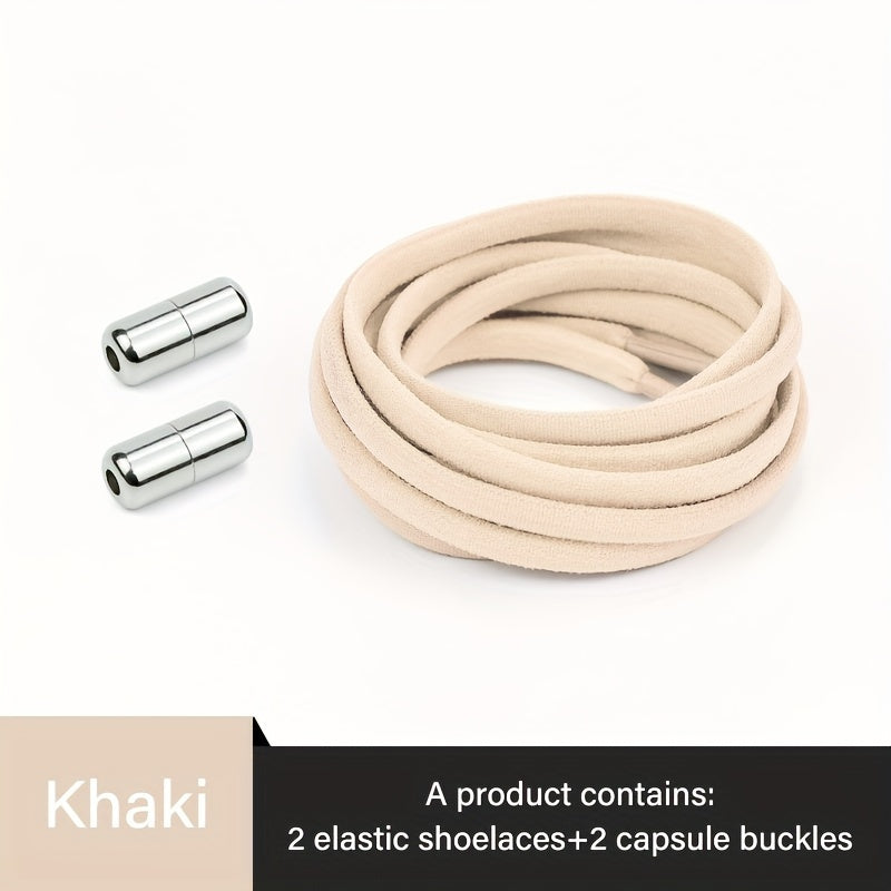 Unisex Elastic No-Tie Shoe Laces with Metal Buckle Quick Fasten Solid Color