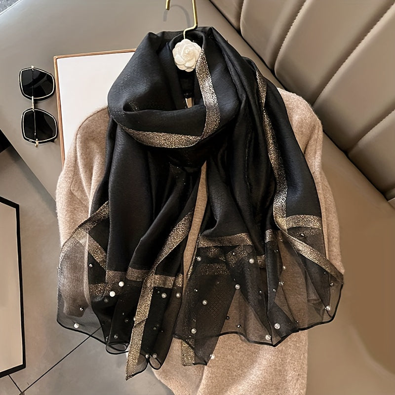 Women's Polyester Shawl 190x70cm Breathable Sun-Proof Solid Color Casual Accessory