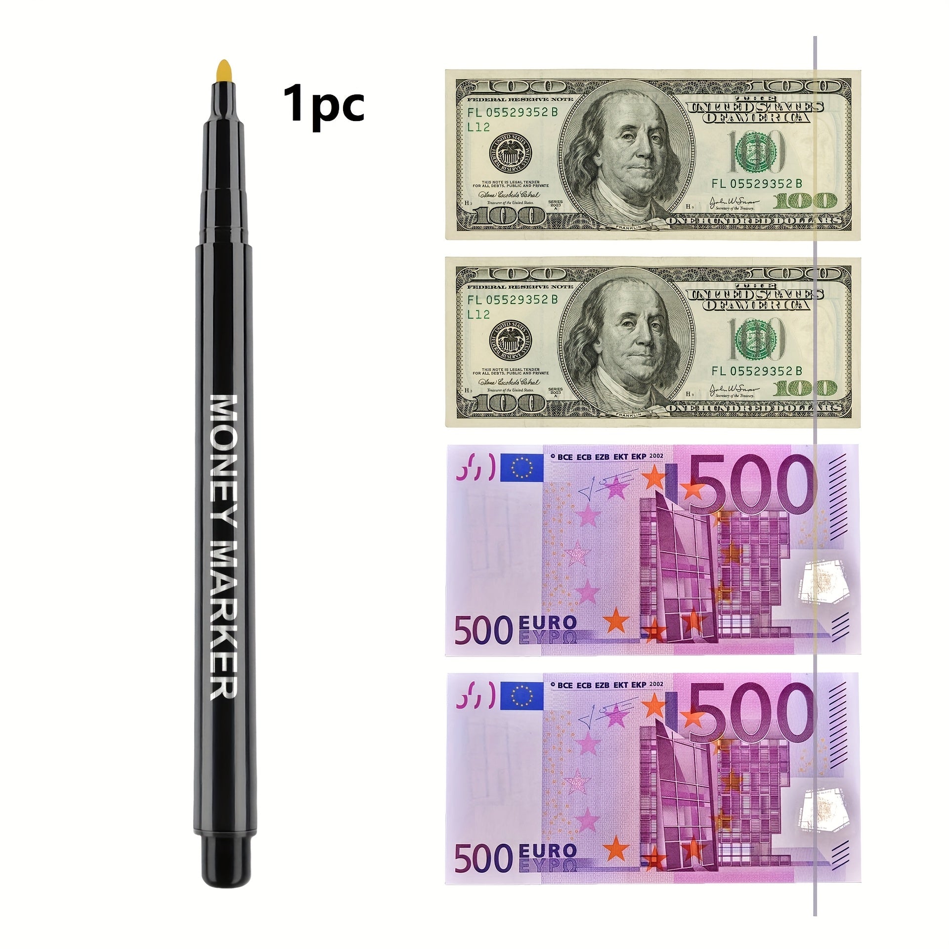 Non-Electric Counterfeit Money Marker Pen with Fading Ink for Multi-Currency Verification 1/2/3 Pack