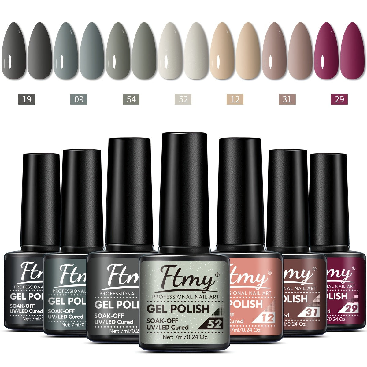 7-Piece Nail Gel Polish Set Long-Lasting UV Color Glitter Sparkling Manicure