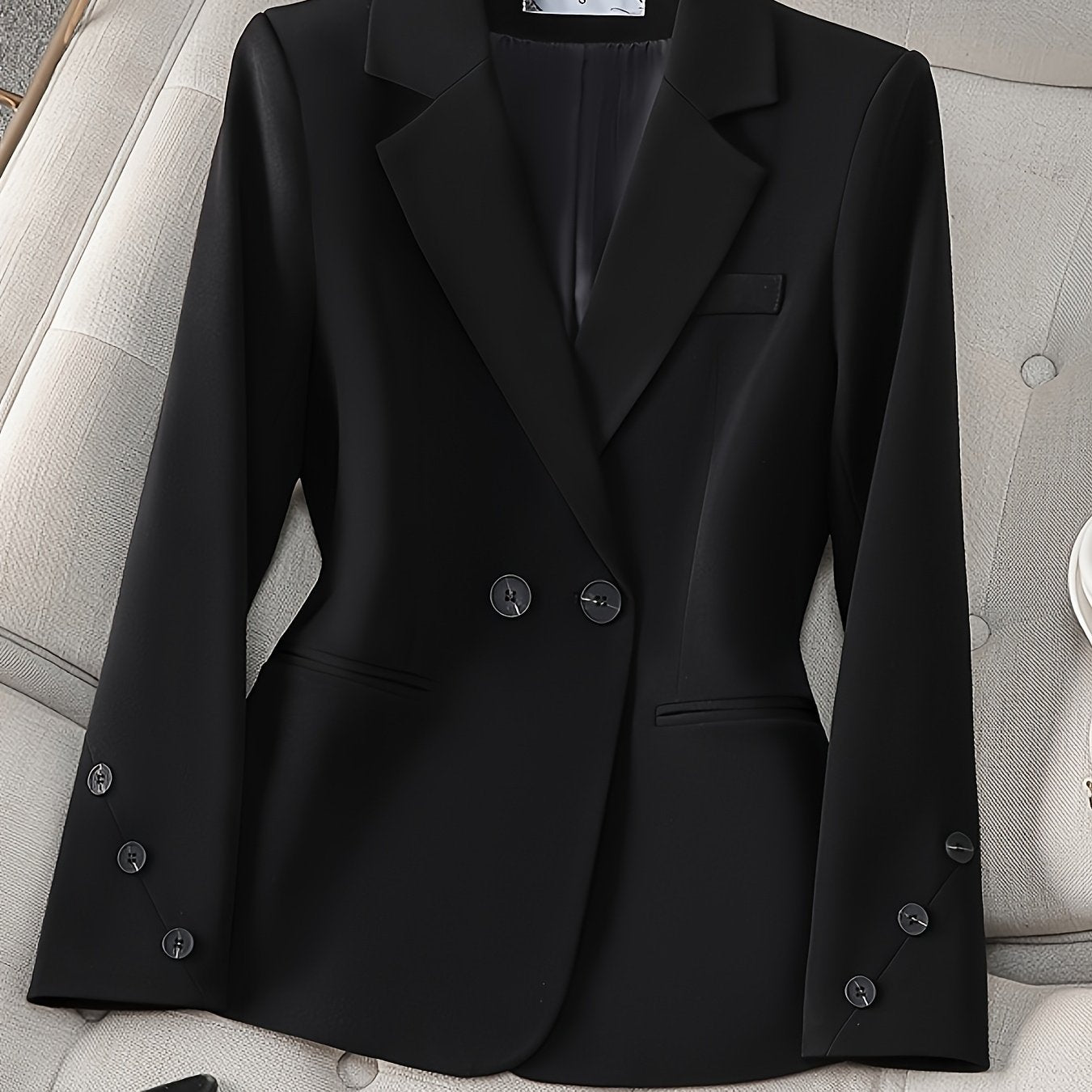 Plus Size Women's Spring Autumn Slim Fit Waistcoat Suit Jacket Black