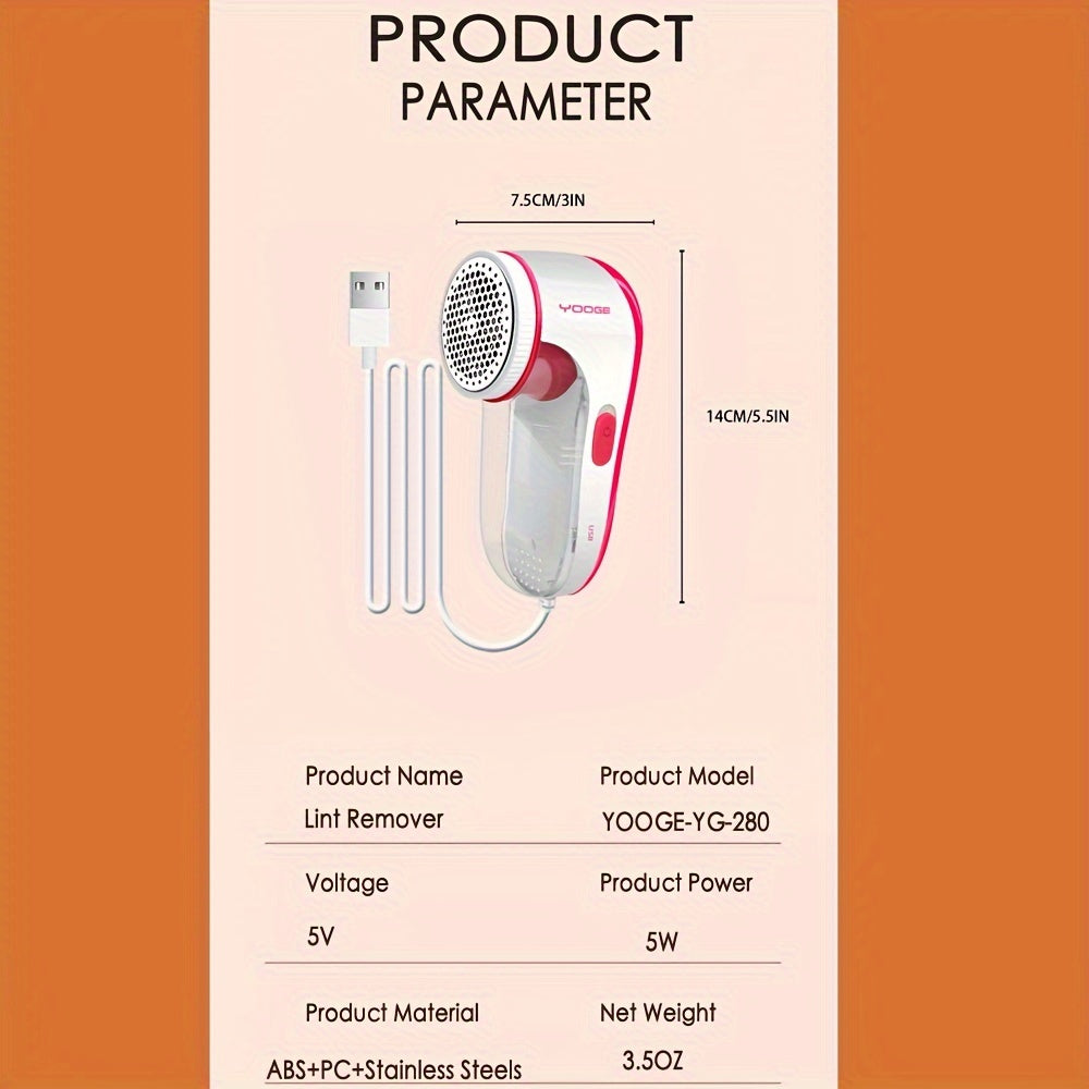USB Powered Fabric Shaver for Removing Lint Balls and Fuzz from Clothing and Upholstery