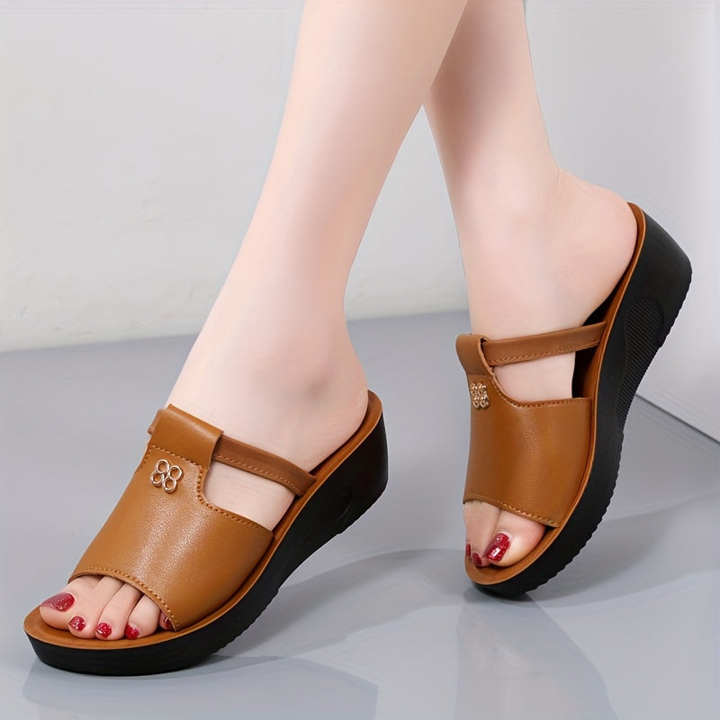 Women's Wedge Sandals Open Toe Slip-On Summer Casual Comfort
