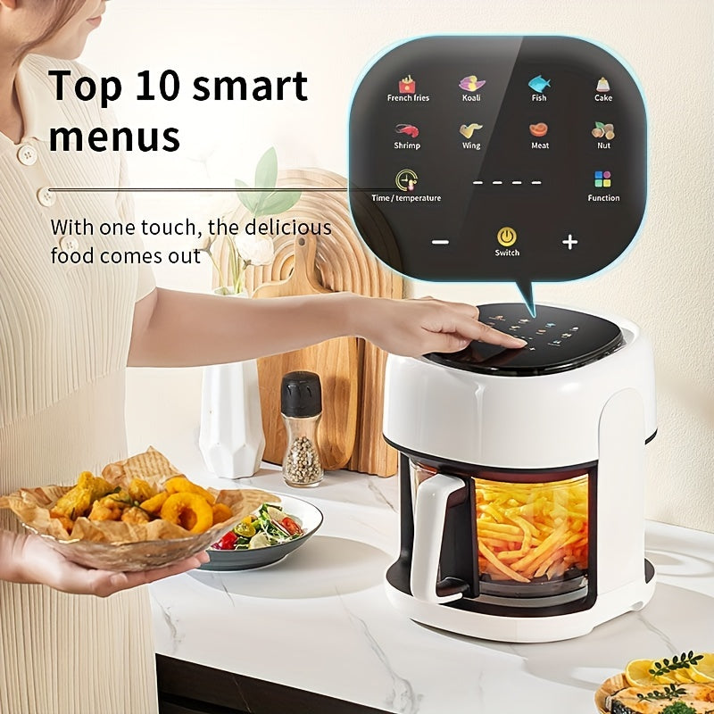 Touch Screen Air Fryer 4.5L Capacity High Borosilicate Glass Basket 1350W