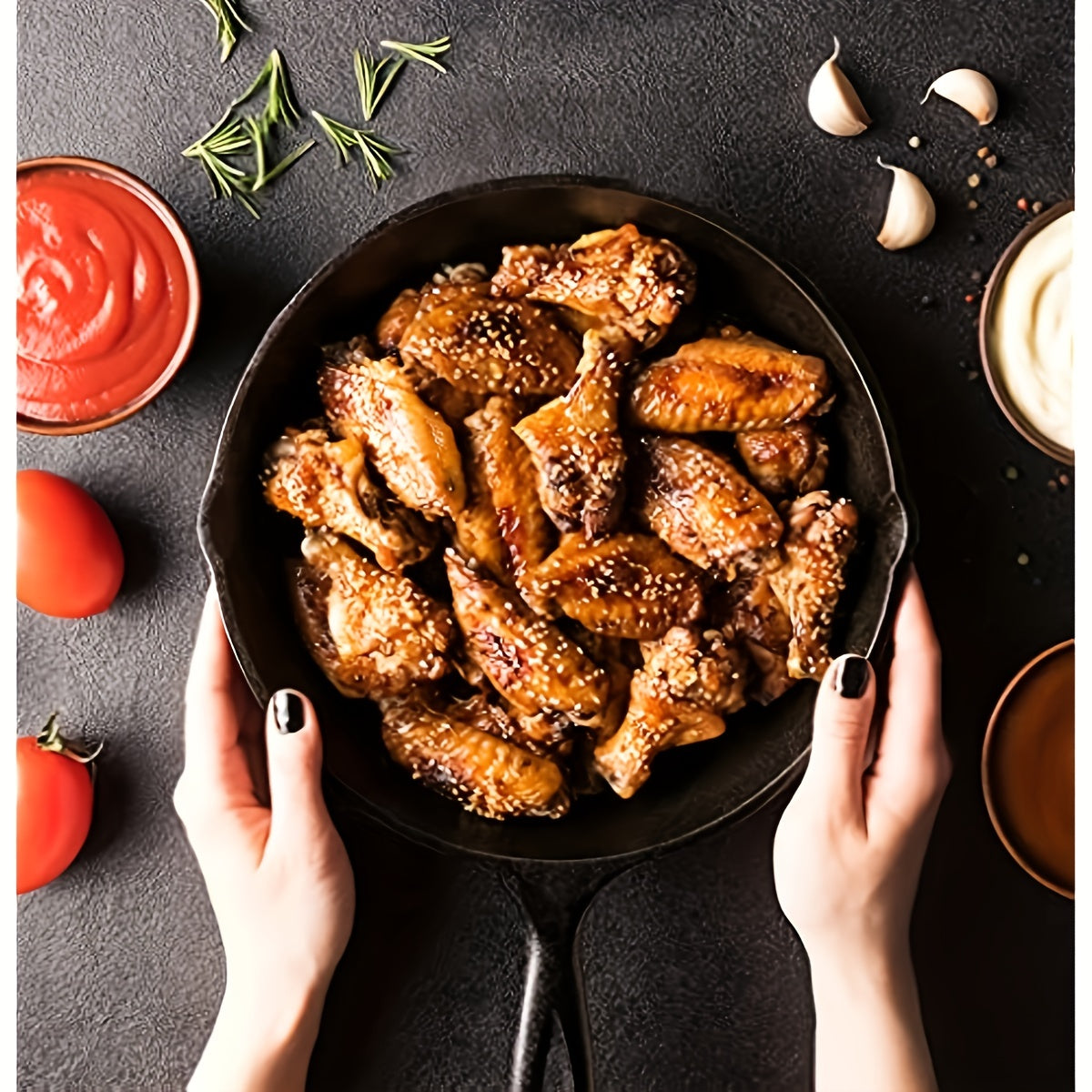 Set of Three Cast Iron Skillets and Frying Pans with Drip Spouts Preseasoned Oven Safe for Camping Indoor Outdoor Cooking