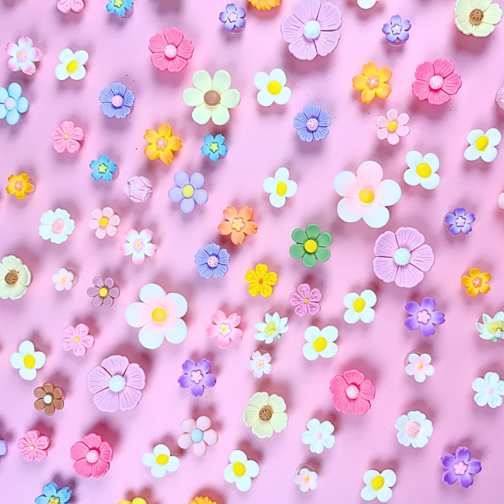 Ayollar uchun ABS Flower Shoe Charms 15Pcs Rang-barang Daisies Rose Dekoratsiyalari