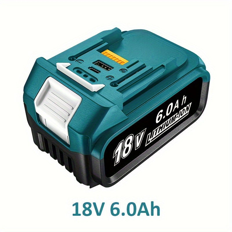 Makita asboblari uchun USB Type-C zaryadlash bilan 18V 6.0Ah Lithium-ion batareyasi